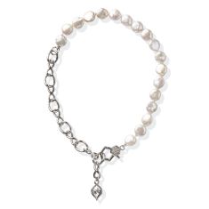 Lolovivi Pearl and Sterling Silver Link Necklace