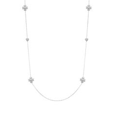 With You Lockets Clover Cubic Zirconia Sterling Silver Layering Chain