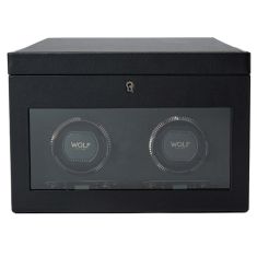 British Racing Black Double Watch Winder with Storage