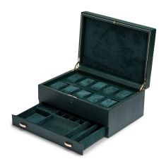 British Racing Green 10-Piece Watch Box with Drawer