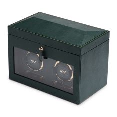 British Racing Green Double Watch Winder with Storage