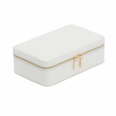 Maria White Medium Zip Jewelry Case
