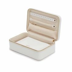 Maria White Medium Zip Jewelry Case