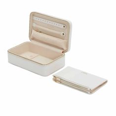 Maria White Medium Zip Jewelry Case