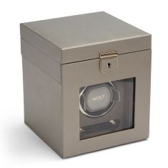 Palermo Pewter Single Watch Winder with Storage