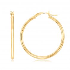 Yellow Gold Hoop Earrings, 30mm