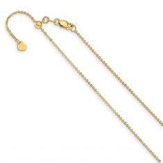 Yellow Gold Solid Adjustable Flat Cable Chain Necklace | 1.2mm | 22 Inches