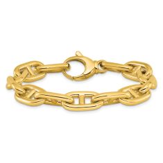 Yellow Gold Semi-Solid Anchor Link Chain Bracelet | 10mm | 8 Inches