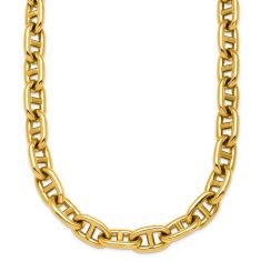 Yellow Gold Semi-Solid Anchor Link Lariat Chain Necklace | 8mm | 18 Inches