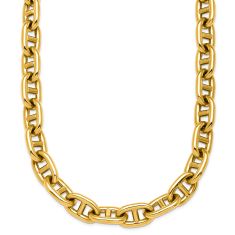 Yellow Gold Semi-Solid Anchor Link Lariat Chain Necklace | 8mm | 18 Inches