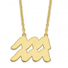 Yellow Gold Aquarius Zodiac Plate Necklace