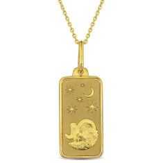 Yellow Gold Aries Zodiac Sign Pendant Necklace