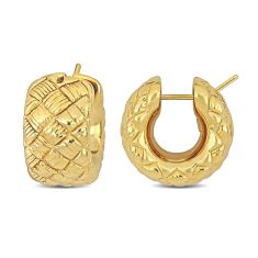 image of Yellow Gold Basketweave Hoop Earrings | 21mm with sku:RDJ006002