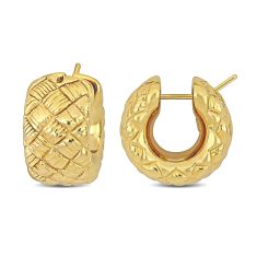 Yellow Gold Basketweave Hoop Earrings | 21mm