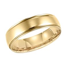 Yellow Gold Brushed Finish Round Edge Comfort Fit Wedding Band | 6mm