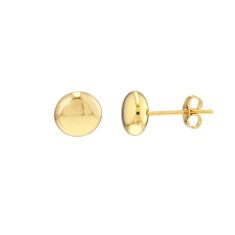 Yellow Gold Button Stud Earrings 7mm
