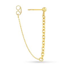 Yellow Gold Cable Chain Drop Earrings