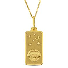 Yellow Gold Cancer Zodiac Sign Pendant Necklace