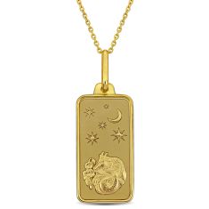 Yellow Gold Capricorn Zodiac Sign Pendant Necklace