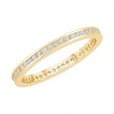 Yellow Gold Channel Set Round Diamond Eternity Band 1/4ctw