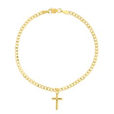 Yellow Gold Cross Charm Bracelet