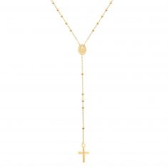 Yellow Gold Cross Rosary Necklace