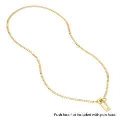 Yellow Gold Solid Curb Push Lock Chain - 18 Inches