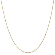 Yellow Gold Solid Diamond-Cut Beaded Pendant Chain Necklace | 1.2mm | 24 Inches