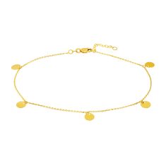 Yellow Gold Dangling Disc Station Anklet