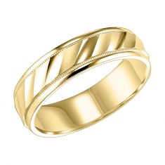 Diagonal Cut Comfort Fit Yellow Gold Wedding Band | 6mm