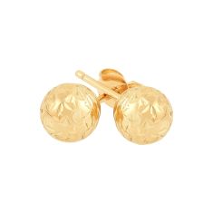 Yellow Gold Diamond-Cut Ball Stud Earrings 5mm