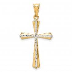 Yellow Gold Diamond-Cut Cross Pendant