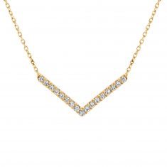 Yellow Gold Diamond Chevron Necklace 1/8ctw
