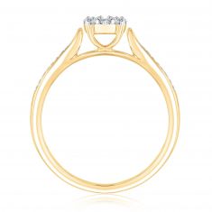 1/6ctw Diamond Yellow Gold Cluster Fashion Ring