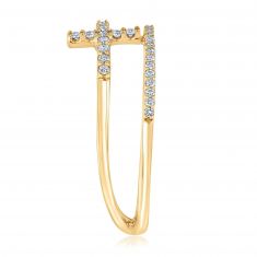 1/6ctw Diamond Yellow Gold Cross Wrap Ring