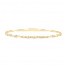 REEDS Flexible 1/5ctw Diamond Yellow Gold Bangle Bracelet