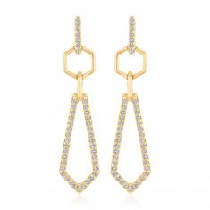 image of Yellow Gold Geometric Drop Diamond Earrings 1/4ctw with sku:20106746