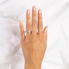 Yellow Gold Diamond Multi-Row Swirl Fashion Ring 1/10ctw