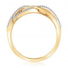 Yellow Gold Diamond Multi-Row Swirl Fashion Ring 1/10ctw