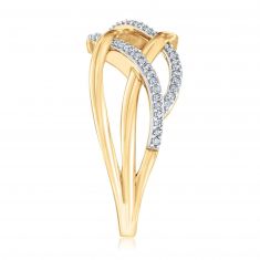 Yellow Gold Diamond Multi-Row Swirl Fashion Ring 1/10ctw