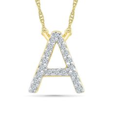 Yellow Gold Diamond Uppercase Initial A Pendant 1/20ctw Yellow Gold Diamond Uppercase Initial A Pendant 1/20ctw