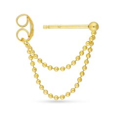 Yellow Gold Double Bead Chain Drop Earrings