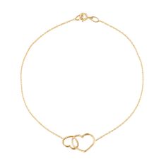 Yellow Gold Double Heart Anklet