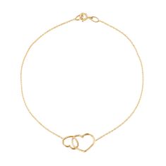 Yellow Gold Double Heart Anklet