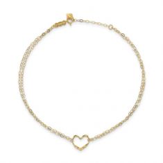 Yellow Gold Double Strand Heart Anklet