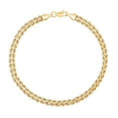 Yellow Gold Double Strand Rope Chain Bracelet