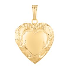 Yellow Gold Engraved Heart Locket Pendant