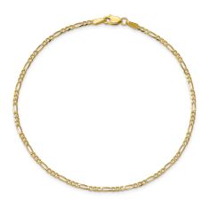 Yellow Gold Flat Figaro Chain Anklet 1.8mm