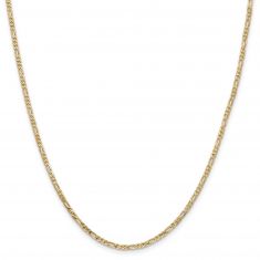 Yellow Gold Solid Flat Figaro Chain Necklace | 2.25mm | 20 Inches