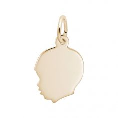 14k Yellow Gold Flat Young Boy's Head Flat Charm